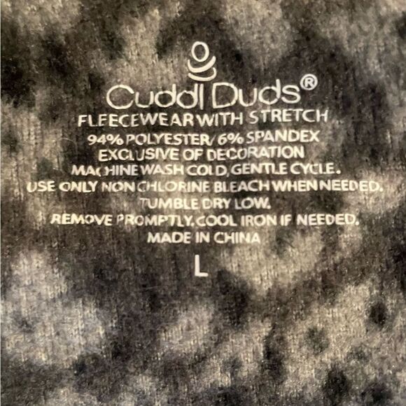 Cuddl Duds Fleecewear With Stretch Leopard Print Leggings Black Gray Size Large - Picture 3 of 4